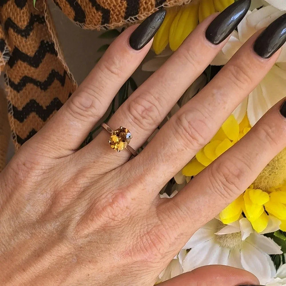 Jewelry - Golden Scapolite Solitaire Ring In 925 Sterling Silver.